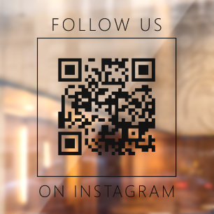 Minimalist QR Code Follow Us on Instagram Window Cling