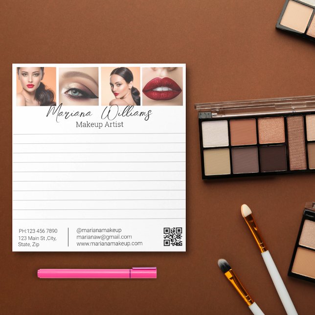 minimalist qr code makeup artist 4 photos lined notepad (Creator Uploaded)