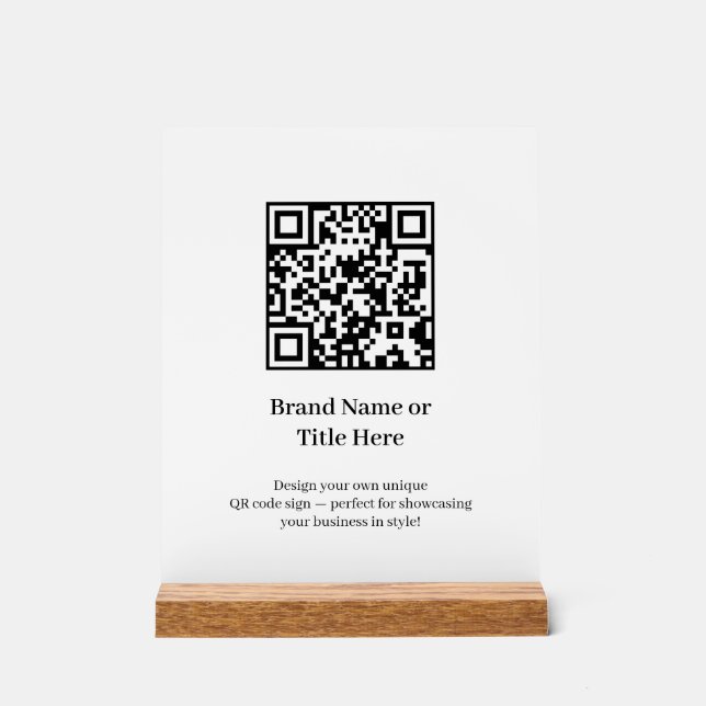 Minimalist QR Code | Modern Clean Custom Design Acrylic Sign (Front)