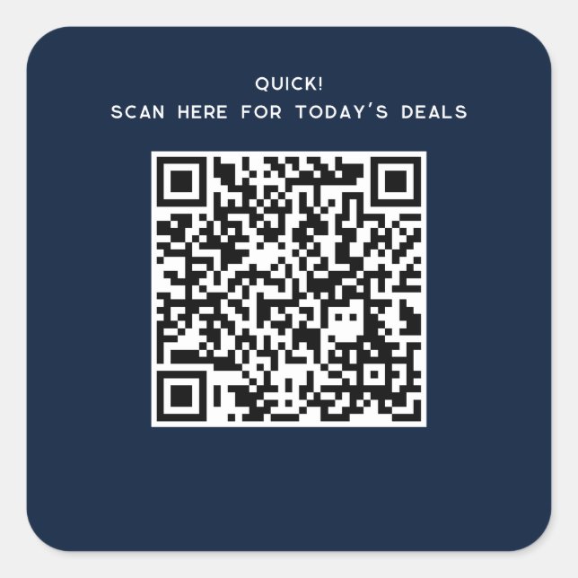 Minimalist QR Code Modern Marketing Custom Square Sticker (Front)