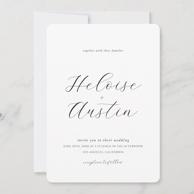 Minimalist QR Code Photo B&W Wedding Invitation (Front)