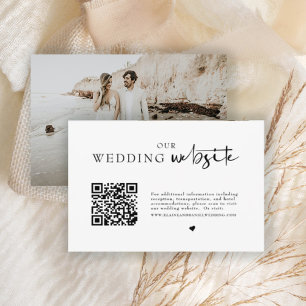 Minimalist QR Code Photo Wedding Details  Enclosure Card
