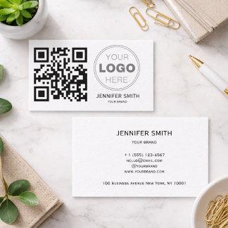 Minimalist QR Code Professional Design Business Card