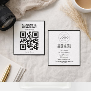 Minimalist QR Code Professional Design Square Business Card