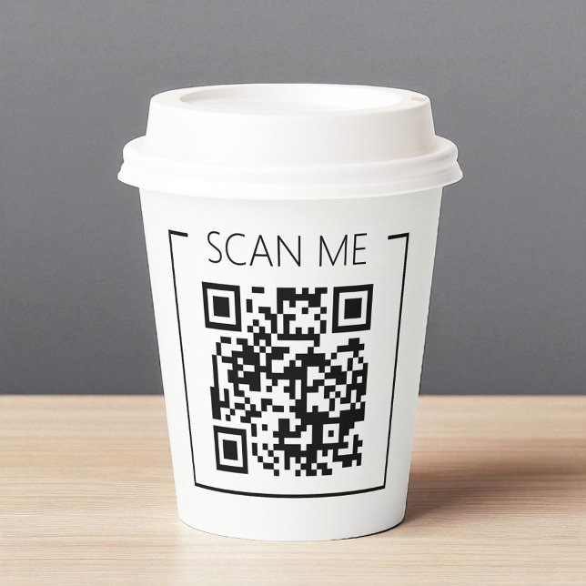 Minimalist QR Code Scan Me Business Paper Cups (Creator Uploaded)