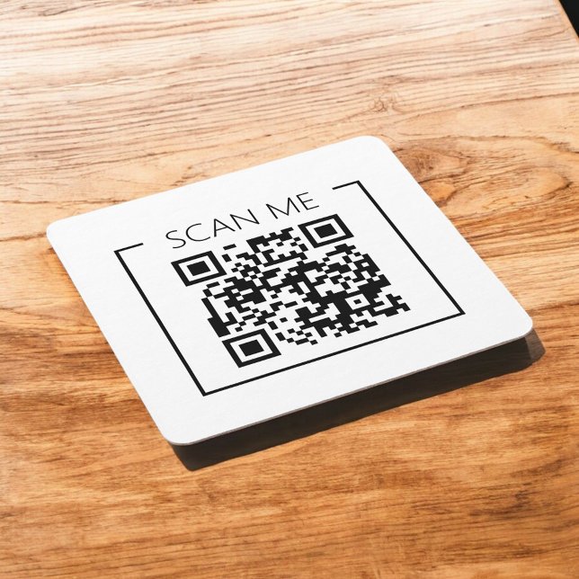 Minimalist QR Code Scan Me Business Square Paper Coaster (Creator Uploaded)