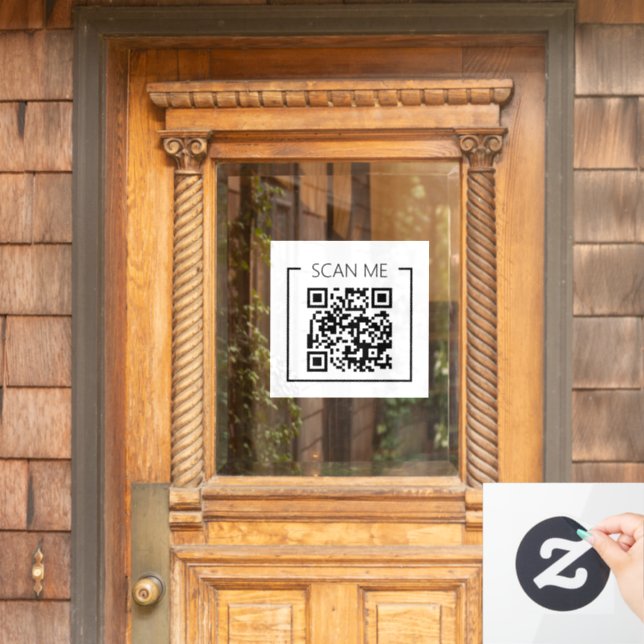 Minimalist QR Code Scan Me Business Window Cling (Home Door)