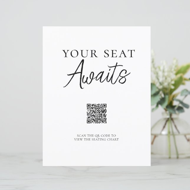 Minimalist QR Code Seating Chart Sign (Standing Front)