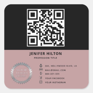 Minimalist QR code social media logo business  Square Sticker