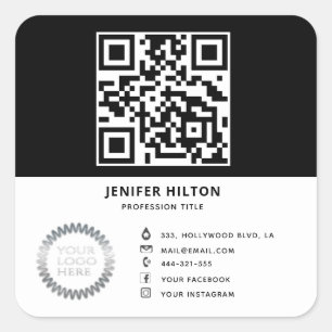 Minimalist QR code social media logo business  Square Sticker