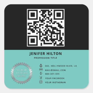 Minimalist QR code social media logo business Square Sticker