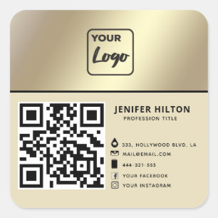 Minimalist QR code social media logo business  Square Sticker