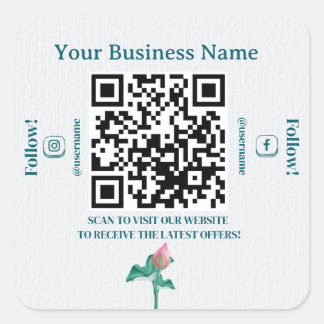 Minimalist QR Code Social Media Marketing Business Square Sticker