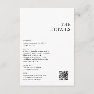 Minimalist QR Code Wedding Details Enclosure Card