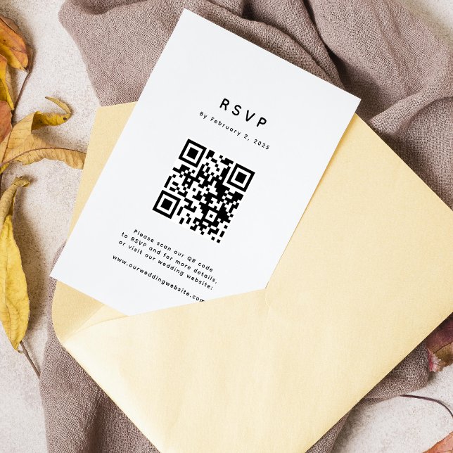 Minimalist Qr Code Wedding  RSVP Card (Creator Uploaded)