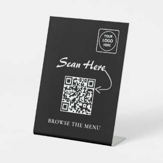 Minimalist QR Menu display holder Pedestal Sign