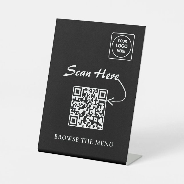 Minimalist QR Menu display holder Pedestal Sign (Front)