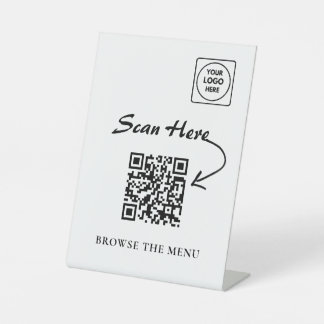 Minimalist QR Menu Pedestal display holder Pedestal Sign