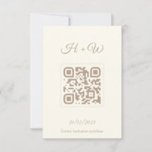 Minimalist QR Save the Date | Elegant Cream Weddin