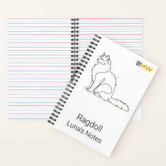 Minimalist Ragdoll Cat Personalized Name  Notebook