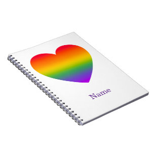 Minimalist Rainbow Line Heart - Cute Colourful Art Notebook