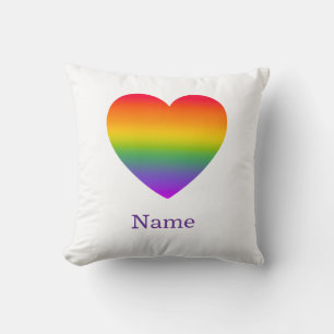 Minimalist Rainbow Line Heart - Cute Colourful Art Throw Pillow
