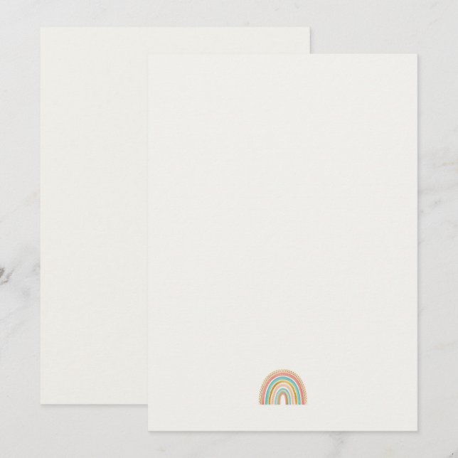Minimalist Rainbow Stationery | Modern Note Card (Front/Back)