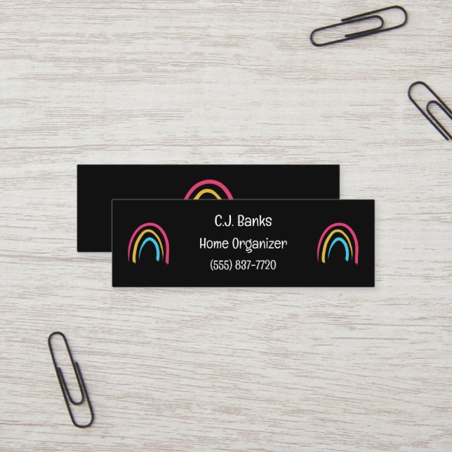 Minimalist Rainbows Mini Business Cards (Front/Back In Situ)