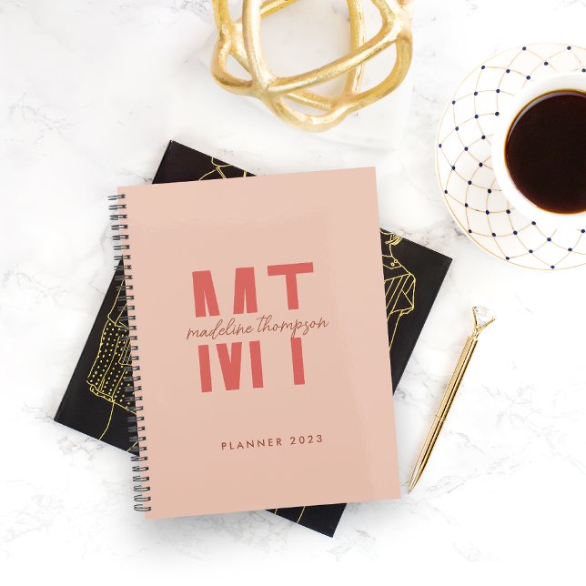 Minimalist Raspberry Blush Monogram Script Planner (Creator Uploaded)