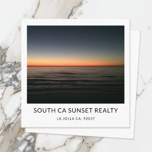 Minimalist Real Estate Agent Sunset Photo Template Square Business Card