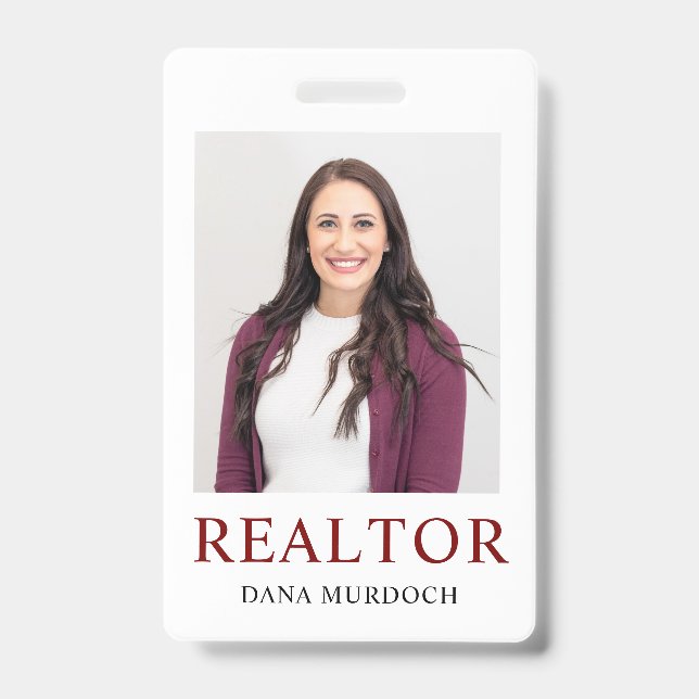 Minimalist Realtor Photo Badge ID Card (Front)