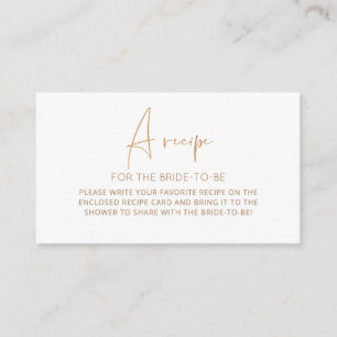 Minimalist recipe for the bride to be enclosure ca