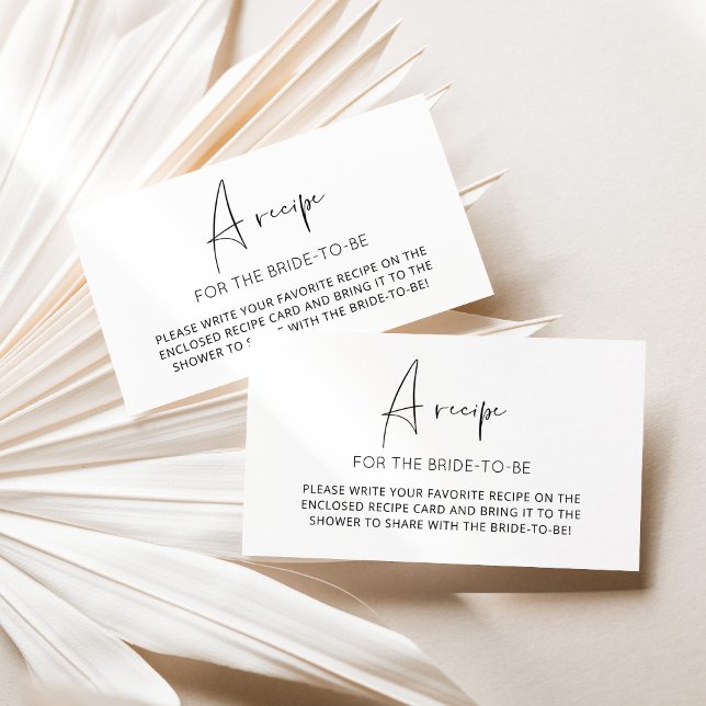 Minimalist recipe for the bride to be enclosure card (Creator Uploaded)