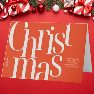 Minimalist Red and Beige Typographic Christmas Card