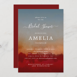 Minimalist Red and Blue Abstract Bridal Shower Invitation