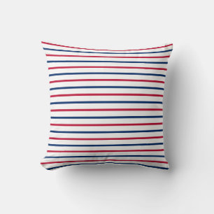 Minimalist Red and Blue Stripes Modern Pattern Throw Pillow