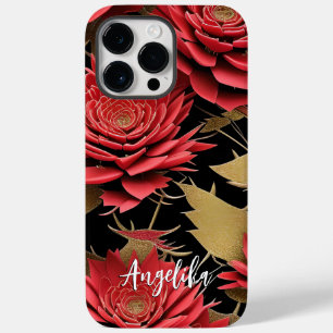 Minimalist Red and Gold Abstract Pattern Custom Case-Mate iPhone 14 Pro Max Case