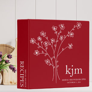 Minimalist Red and White Bridal Shower Recipe Binder