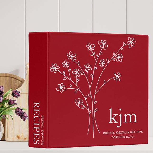 Minimalist Red and White Bridal Shower Recipe Binder (Creator Uploaded)