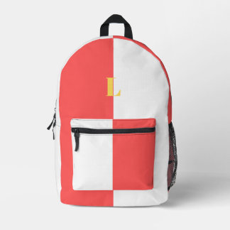 Minimalist Red and White Custom Name Backpack