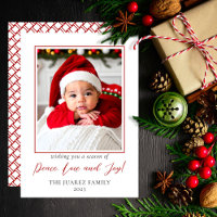 Minimalist Red and White Photo Peace Love and Joy