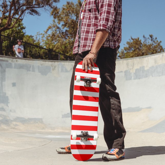 Minimalist Red and White Stripe Skateboard (Outdoor 2)