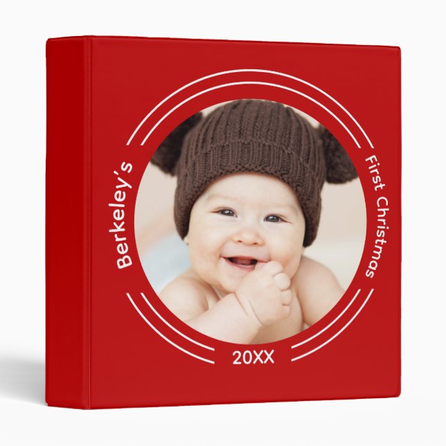 Minimalist Red Baby Photo First Christmas Binder (Front/Spine)