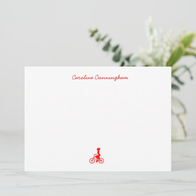Minimalist Red Bicycle Flat Note Card (Standing Front)