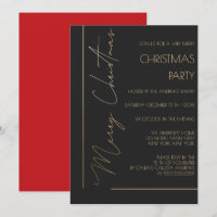 Minimalist Red Black Gold Typography Christmas