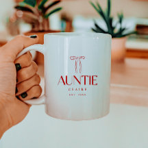 Minimalist Red Bow Auntie Est. Date & Custom Name