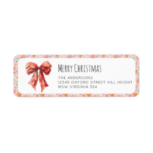 Minimalist Red Bow Floral Christmas