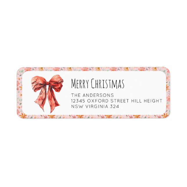 Minimalist Red Bow Floral Christmas (Front)