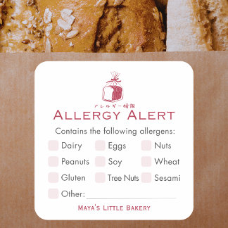 Minimalist Red Bread Loaf Allergy Alert Square Sticker