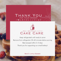 Minimalist Red Bread Loaf Cake Care Instructions